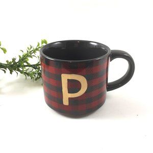 Monogram P Coffee Mug Red Black Plaid by Threshold 12 oz